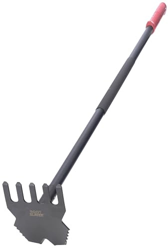 Root Slayer RS801, XL 58-Inch Fiberglass Heavy Duty Hoe Rake, Black