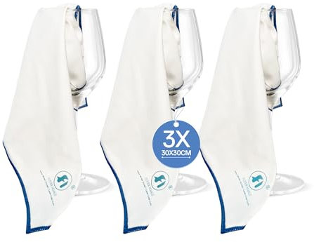 Foyer Nuage Chiffons Pro pour Verre en Microfibre, Nettoyage sans Traces pour Vitres,Verres, Extrêmement Absorbant, Chiffons de Polissage Non Pelucheux (Blanc, 30 x 30cm,3pcs)