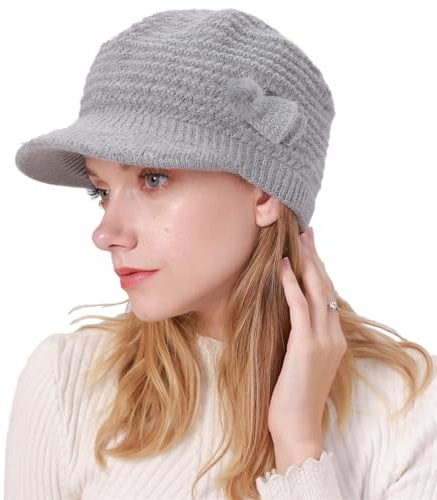 Huakunda Damen Strickmütze Barette Winter Weichem Innenfutter Wollmütze Frauen Beaniemütze Warme Schirmmütze Mama Grobstrick Baskenmütze