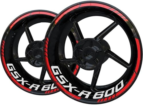 JAYWIS Moto Llantas Pegatinas Adhesivo para Rueda De Motocicleta para Suzuki GSXR 600 GSX- R600, Cinta Decorativa con Rayas para Llantas, Neumáticos Ruedas Calcomanías(Rojo)