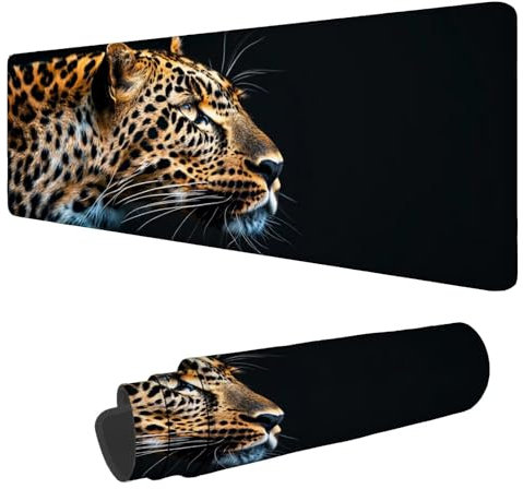 Alfombrilla Raton Amarillo Alfombrilla Ratón XXL 1600x800x3mm Mouse Pad Leopardo, con Bordes Cosidos Impermeable Desk Mat Mousepad Gaming, Mejora la precisión y la Velocidad for Ratón y Teclado N-424