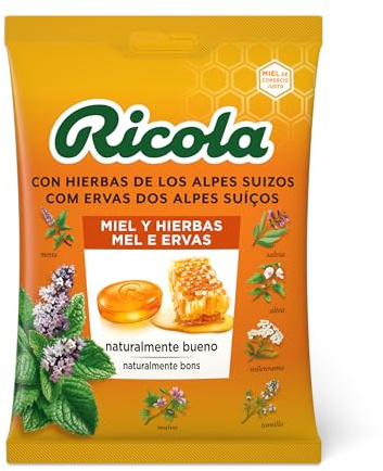 Ricola - Miel y Hierbas, Caramelos, 70 g | Refresca, Suaviza la Garganta, 13 Hierbas Suizas, Sabor Miel y Hierbas, Uso Diario, Formato Bolsa, Fácil de Llevar, 70 g