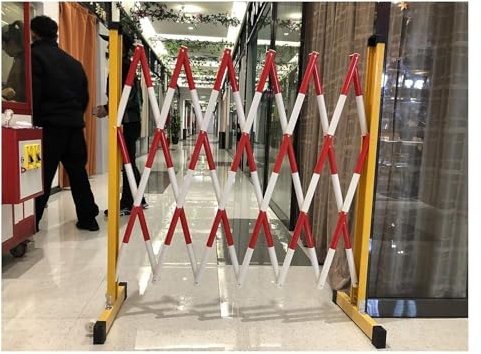 YAYREC Einziehbarer Verkehrszaun,Sicherheitszaun, Einziehbarer Verkehrszaun for den Außenbereich, skalierbare Verkehrssicherheitsbarrieren, Isolierung, geschlossene Massenkontrolle mit Rädern(1.2x6m)