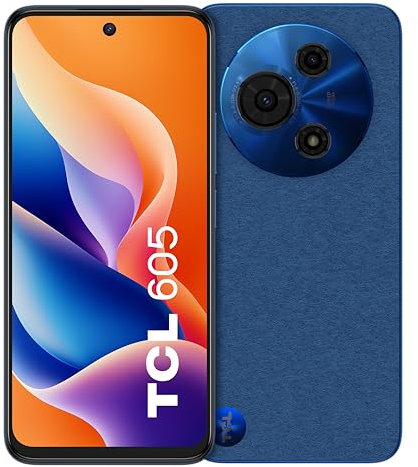 TCL 605 Smartphone 6.67 HD+, 128GB ROM, 4GB RAM (+8GB Expansión), Cámara 50MP, Batería 5200mAh, Android 15, Dual SIM, Azul