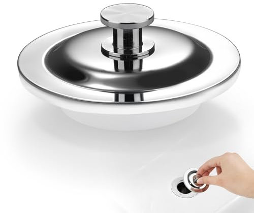 Bath Plug, Stainless Steel Kitchen Sink Plug with Rubber Ring, Bathroom Sink Plug Replacement, Universal Sink Stopper for Kitchen, Bath and Basin (40mm-45mm)