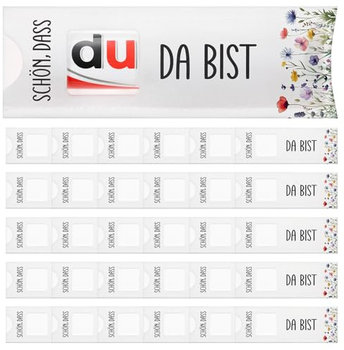 Clabby 30 Schön Dass Du Da Bist Geschenke Schokoriegel Hülle Filz | Schokolade Verpackung Geschenk Kompatibel mit Duplo, Für Hochzeit, Taufe, Firmung, Geburtstag, Ohne Schokolade