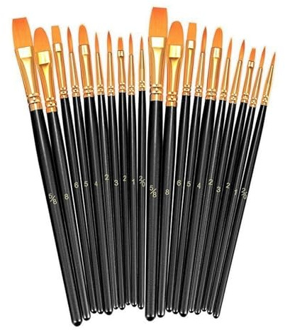 20 Pcs Paint Brush Set, Small Paint Brushes, Nylon Professional Artist Paint-Brushes for Acrylic Painting, Oil-Painting, Watercolor Painting, Face-Painting, Artists, Adults,Kids,Different Sizes(Black)