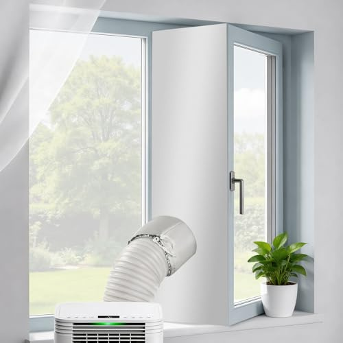 Ninonly 500CM Fensterabdichtung für Mobile Klimageräte Wäschetrockner,Ablufttrockner,Effektiv Heiße Luft Klimaanlage Fensterabdichtung für Fenster,Dachfenster und Schiebefenster Zugkordel