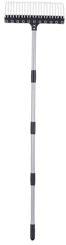 Asixxsix Rastrello da Giardino, Rastrello Livellatore per Prato Largo 16,3 Pollici con Manico Lungo 5,2 Piedi, 22 Denti, Design Ergonomico, Testa in Plastica ABS