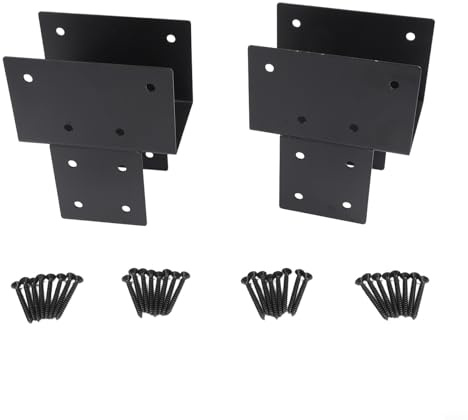 Tapa de poste resistente, para 4 x 4, conector real de 3.5 x 3.5 pulgadas, soporte de anclaje de poste de metal negro, para postes de madera, accesorios de reparación de pabellones (2 piezas)