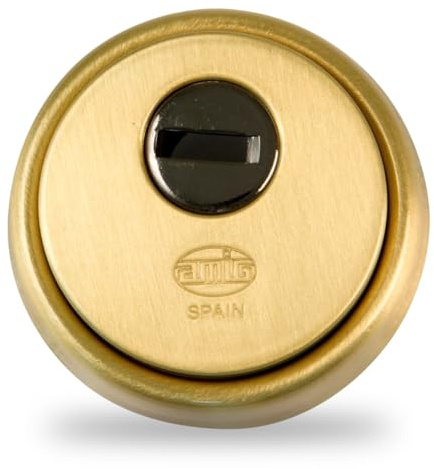 Amig - Protège-cylindre de sécurité Mod. 30 - Laiton - Doré - Anneau extérieur massif - Ø65 mm - Avec plaque anti-perçage - Avec vis et support - Pour cylindre Europrofil EN1303