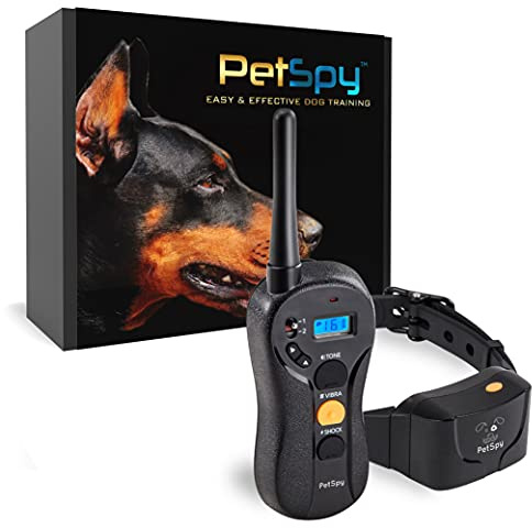 PetSpy Shock Collar for Dogs-Waterproof Dog Shock Collar with Remote Control,Vibration,Electric Shock,Beep-E Collar for Dogs Training,Collar with Remote for 10-140 LBS