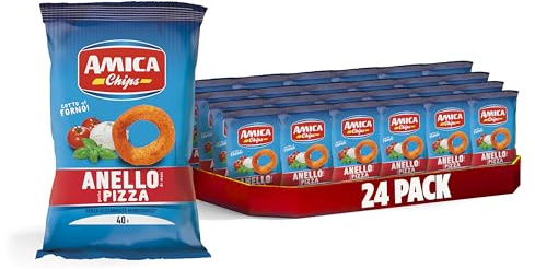 AMICA Chips - Pommes Pizzaring, 24 Packungen à 40 g | Gebackener Mais-Snack