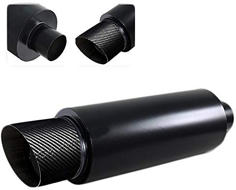 S SIZVER Weld-On Muffler Series 4 N1 Carbon Fiber Slant Tip Black Weld-On Exhaust Muffler 3 Inlet Universal 1