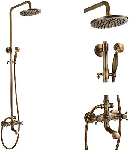 Retro Doccia Set Miscelatore Bronzo retrò Colonna per Doccia Soffione A Mano Regolabile