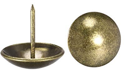 sourcing map Upholstery Nails Tacks 25mm Dia 25mm Height Retro Round Thumb Push Pins Bronze Tone for Furniture Sofa Headboards, 20 Pcs
