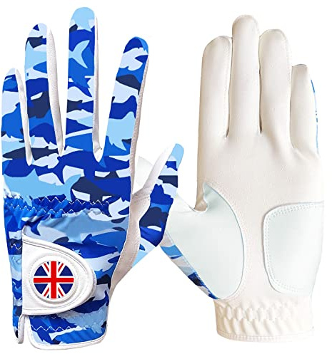 FINGER TEN Golf Glove Men with Ball Marker | Stylish Printed & Breathable,Lightweight & Flexible Comfort Fit,Stable Grip For Control,Ball Marker,Durable For Repeated Play