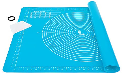 Extra Large Thick Non-Stick Silicone Baking Pastry Mat with Dough Scraper, Non-Slip Fondant Rolling Kneading Board, BPA Free, Epoxy Resin Crafts Jewelry Casting Mould Mat (71x51cm, Blue)