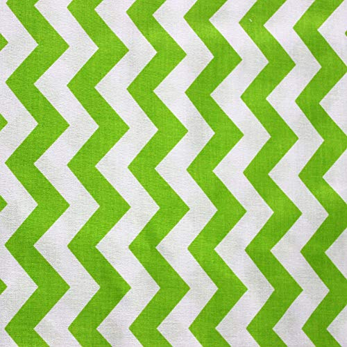 Pingianer 100x160cm Streifen 100% Baumwolle Baumwollstoff Kinder Meterware Handwerken Nähen Stoff (Weiß Grün Zick Zack, 100x160cm (11,99/m))