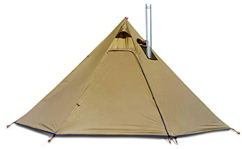 4 personer 2,3 kg lätta tipi heta tält med spisdomkraft, 7 tum stående rum, tipi tält för jakt familjelag backpacking camping vandring (oliv)