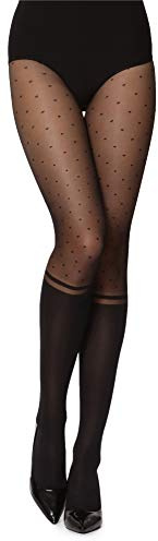 Merry Style Collants pour femmes à pois - Motif bas au genou 20 DEN GI1103 (Noir, S)