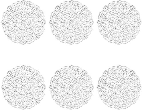 ASFINS Set di 6 Sottobicchieri, Sottobicchieri Dorati Sottobicchieri Vinile Sottobicchiere Antiscivolo Sottobicchieri Tappetini isolanti in PVC, per Tavolo, Pranzo, Cucina (Argento, Stile L, 10cm)