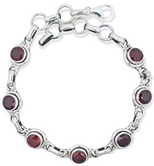 mantraroma Armband 925 Silber Granat roter Stein Edelstein Armreif Silber Damen Sterling Silber Geschenk (MAB-023-52)