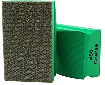 SHDIATOOL Diamond Hand Polishing Pad,2pcs Grit 50,90X55mm Electroplated Diamond Polishing Grinding Block for Grinding,Polishing,Sharp Edges of Stone Glass Ceramic Marble Granite