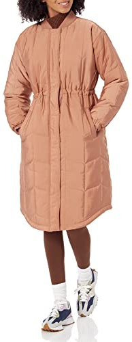 Amazon Essentials Damen Übergroßer Steppmantel (Erhältlich in Übergröße), Hellbraun, L