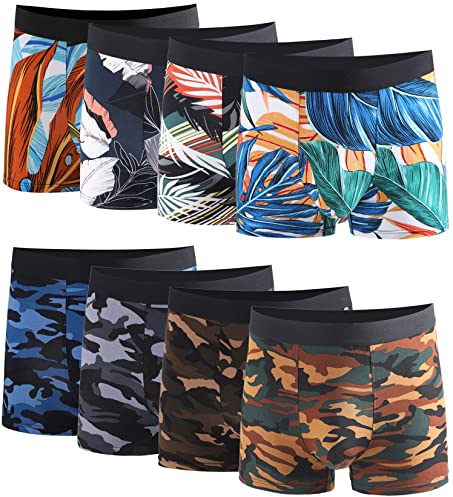 Xaanelr Boxershorts för män, kalsonger av bambu och viskos, underkläder, retroshorts, 4/8-pack, storlek S–3XL, M