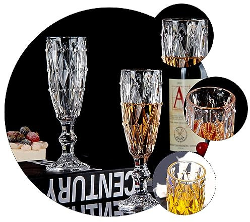 BESTonZON Retro Sektgläser Aus Glas Mit Relief Europäischer Stil Für Zuhause Restaurants Cafés Hochwertige Transparenz Langlebigkeit Vielseitig Für Wein Getränke