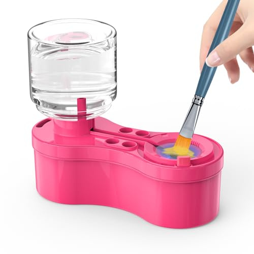 Goard Paint Brush Cleaner Watercolor Brush Rinser with Drain Cleaner Rinse Cup Paint Water Dispenser Oil Paint Brush Cleaner for Acrylic and Water Based Painting Craft Supplies Tools (Red)