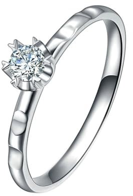 Wedding Ring Women Silver, Verlobungsring Platin 18 Karat Weißgold AU750 Blume Lab Diamant 0.18CT Ij Rundschliff VVS mit Größe 58 (18.5)