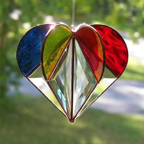 dewdat Kristall Herz Prismen Anhänger, Glas Regenbogen Sonnenfänger, Facettenreiche Herzförmige Ornamente, Handgefertigte -Anhänger-Ornamente Für Wohnzimmer, Schlafzimmer, Hochzeitsanhänger