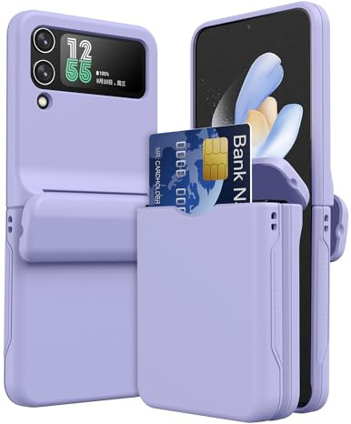 TECHGEAR for Samsung Galaxy Z Flip 4 Card Holder Case [2x Card Wallet Case] Premium Hybrid Tough Rugged Protective Bumper Case [Hinge Cover] Heavy Duty Protection for Samsung Galaxy Z Flip4 (Lilac)
