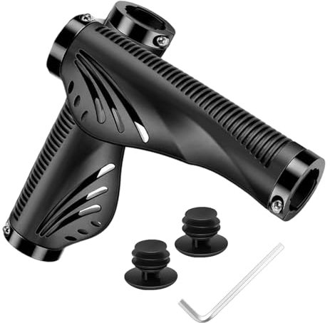 Poignées de Guidon de Vélo Poignées VTT Caoutchouc Antidérapant Poignée de Vélo Ergonomique avec Serrure en Aluminium pour Scooter BMX Montagne 22mm