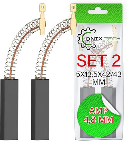 2 Pezzi Spazzole Carbone da Motore Elettrico Lavatrice 5 х 13,5 х 42/43 mm con Сodice 0riginale 00616505 00631706 per Bosch - Garanzia di 5 Anni - ONIX TECH