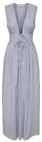 ONLY Onlsiska Life SL Robe Maxi col en V WVN, Blanc éclatant., M