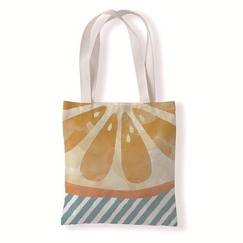 Homeyang Jutebeutel Blau Gestreift Gelb Stoffbeutel Canvas Wiederverwendbare Beuteltasche Damen Kinder Büchertasche Einkaufsbeutel mit Henkeln Stofftasche Waschbar Tote Bag 33x37 cm