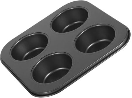 OKUMEYR 4-Grid Non-Stick Muffin Cup Baking Tray Black Cupcake Molds Oven Bakeware for Home Baking