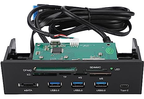 Lector de Tarjetas Interno, Lector de Tarjetas Interno Multifunción de 5,25 Pulgadas, Lector de Tablero para PC con Interfaz USB 3.0 Frontal de Alta Velocidad, Lector de Tarjetas