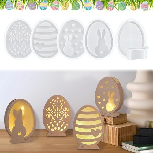 Silikonformen Gießformen Ostern, 6 Stück Silikonformen Gießformen, Giess-formen Silikon, Sili-kon Ostern Hase, Sili-kon Gießform, Sili-kon Ostern für Handwerk, DIY Ostereier Deko, Osterdeko