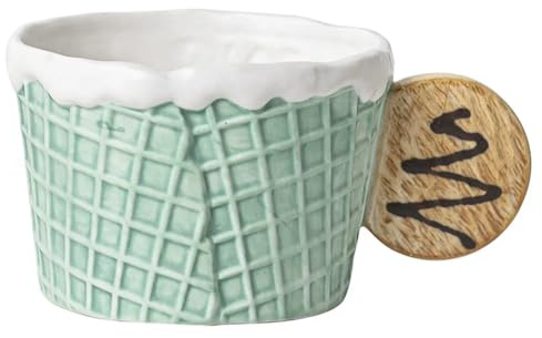 Diheohg Biscuit Shape Water Cup Ceramic Cup Office Tea Coffee Lunch Milk Green Round Handle