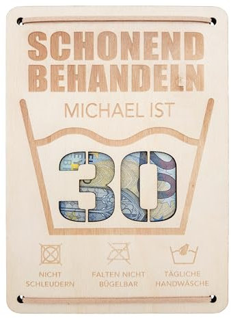 30. Geburtstag Geldgeschenk Schonend Behandeln personalisierte Geldverpackung Verpackung Geld Geburtstagsgeschenk Geschenkkarte aus Holz 12x17 cm
