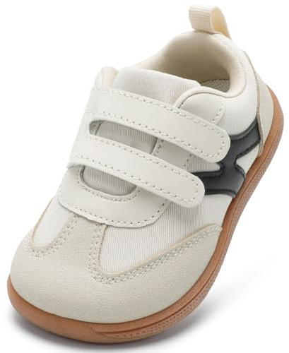 STQ KIDS Scarpe Barefoot Bambini Suola Zero Drop Punta Larga Ginnastica Bambina Bambino Antiscivolo per Primi Passi Asilo/Scuola/Gioco Beige 23 EU/T7