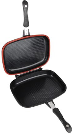 Grill Padella Fritta Doppia Lato Portatile Maniglia Antirucia per Forniture Griglie 32 Cm 12,6 Pollici Eccessiva Migliore Padella in Alluminio, Forniture da con