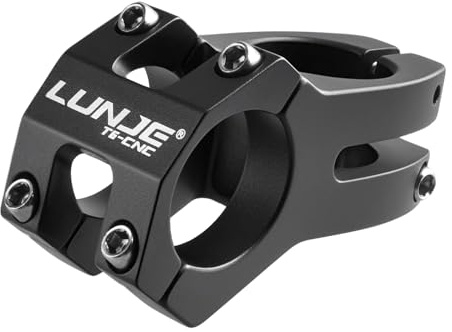 TRIWONDER Attacco Manubrio MTB in Lega di Alluminio 31.8mm / 25.4 mm Gambo da Bicicletta Corto Adattatore Alza Manubrio Bici da Corsa Strada BMX MTB (A - Nero - 25,4 mm - con Logo)