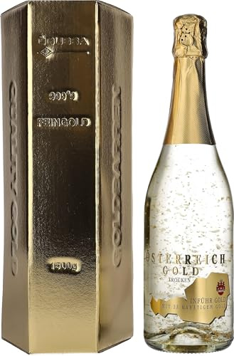 Österreich Gold Bergland Vin Mousseux Fait avec 23 Kl Feuille d'Or en Emballage Cadeau 750 ml (Lot de 6)