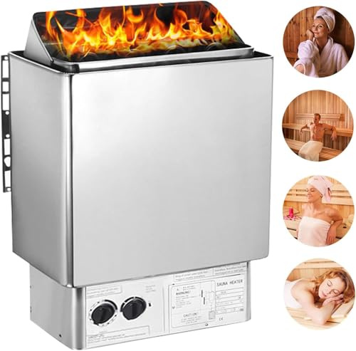 Drmoxin Calentador Eléctrico para Sauna Doméstica, Calentador De Sauna Eléctrico De 3-9kw,Estufa De Sauna Seca, Calentador De Sala De Sauna con Controlador Interno para Sauna Doméstica,8KW-220V