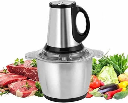 Robot da cucina elettrico, ciotola in acciaio inox da 3 l, mini tritatutto per cucina con 4 lame a due livelli, cipolla a 2 velocità, noci, tritacarne, frullatore, robot da cucina per bambini, 300 W
